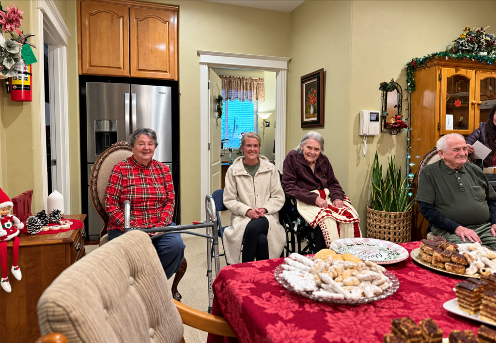 seniors in an adult family home in Vancouver WA painting